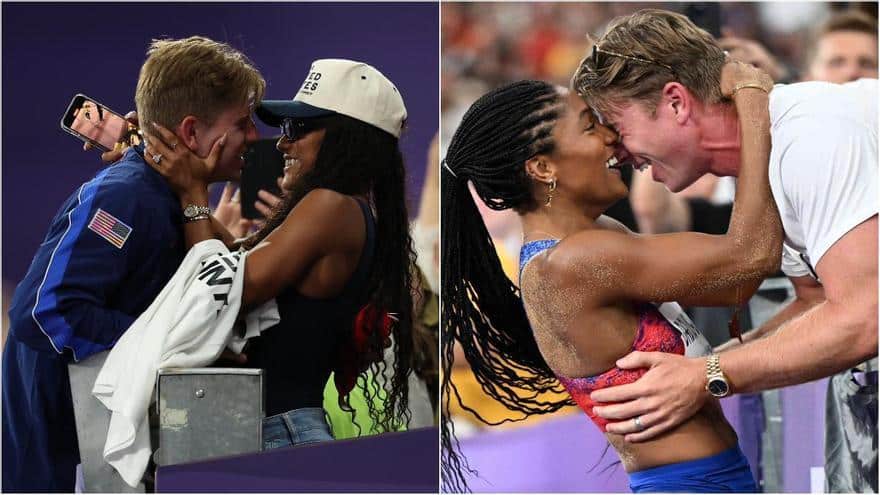 La pareja que enamoró al mundo desde París: El doble beso de oro de Tara Davis y Hunter Woodhall